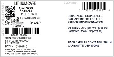 Label (31722 544 01 Lithium Carb 150mg 67046 1690 30)